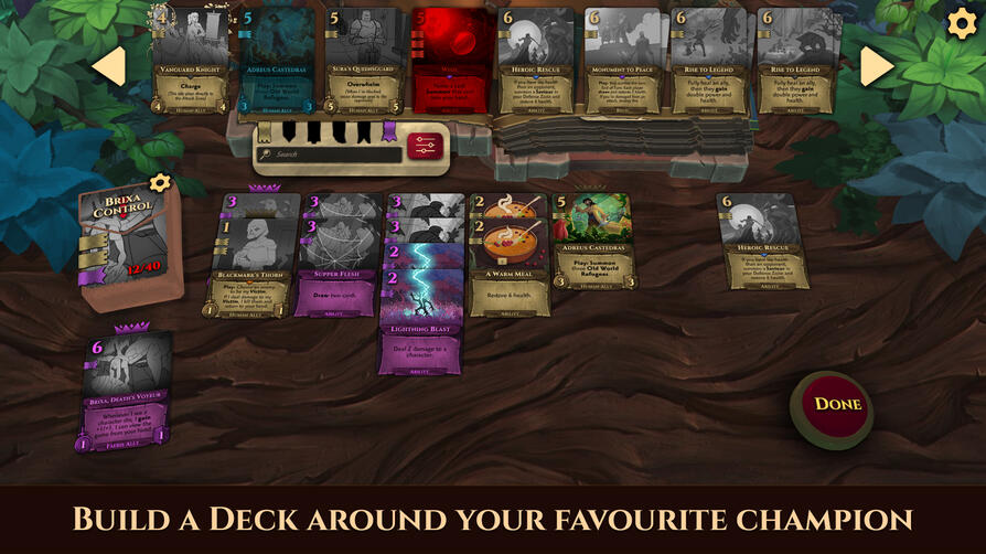 Deckbuilder Image, captioned "Build a Deck Around your Favorite Champion"