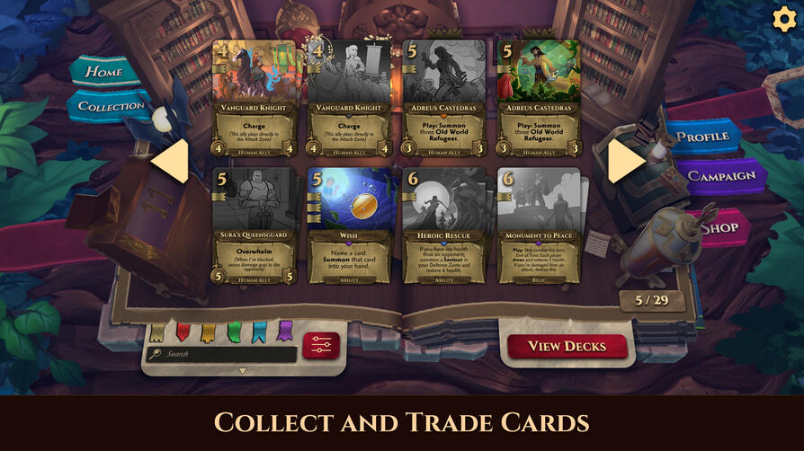 Card collection Image, captioned "Collect and Trade Cards"